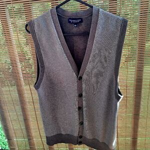 Vtg. Roundtree & Yorke Button Up Thin Striped Cotton Vest Lg Unisex